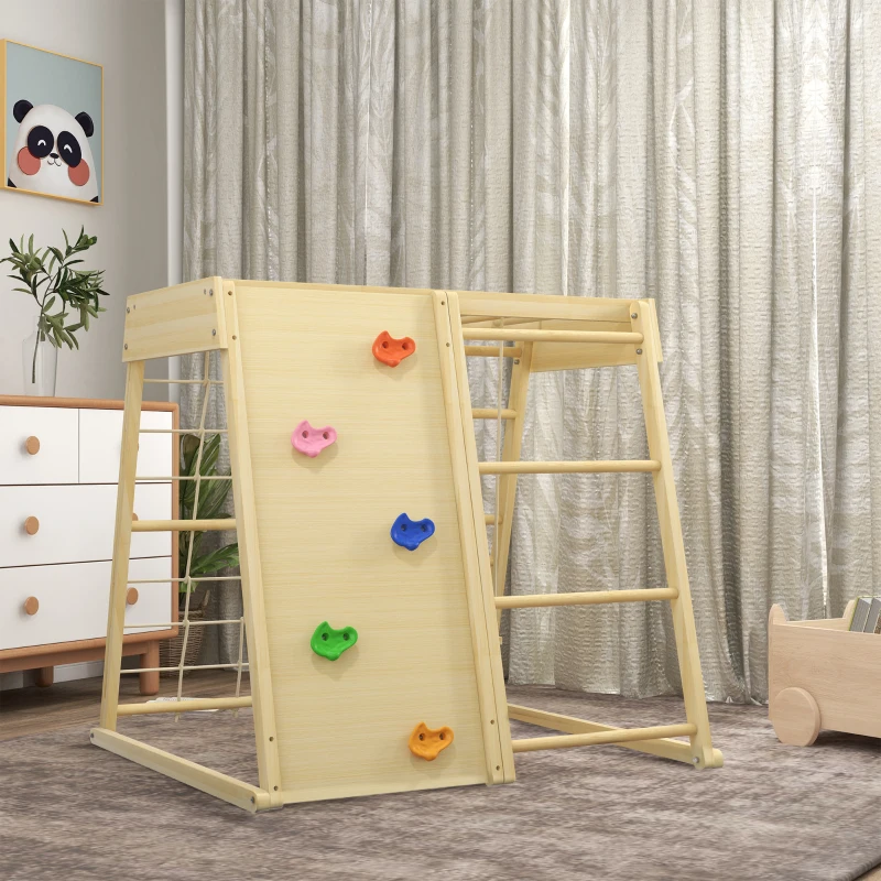 Qaba 5-in-1 Indoor Jungle Gym Playground with Swing, Climber, Monkey Bars