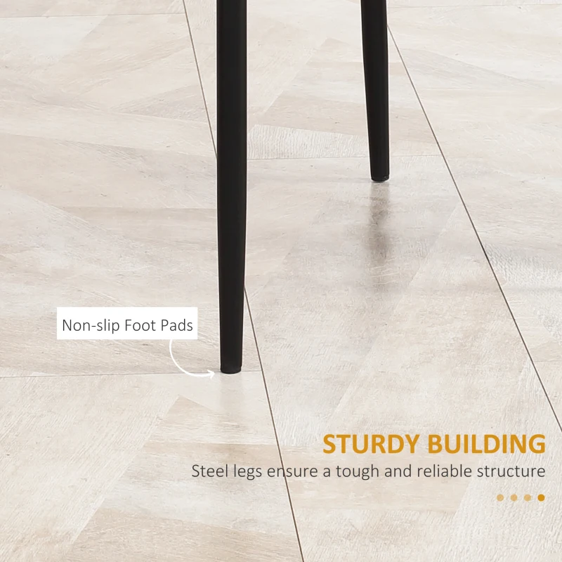 HOMCOM Dining Chairs Set of 4, Modern Accent Chair with High Back, Upholstery Faux Leather and Steel Legs for Living Room, Kitchen, Black