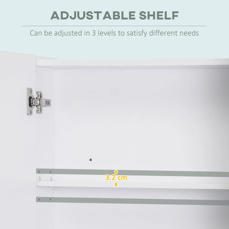 kleankin Wall Mounted Bathroom Medicine Cabinet with Mirror and Adjustable Shelves, White