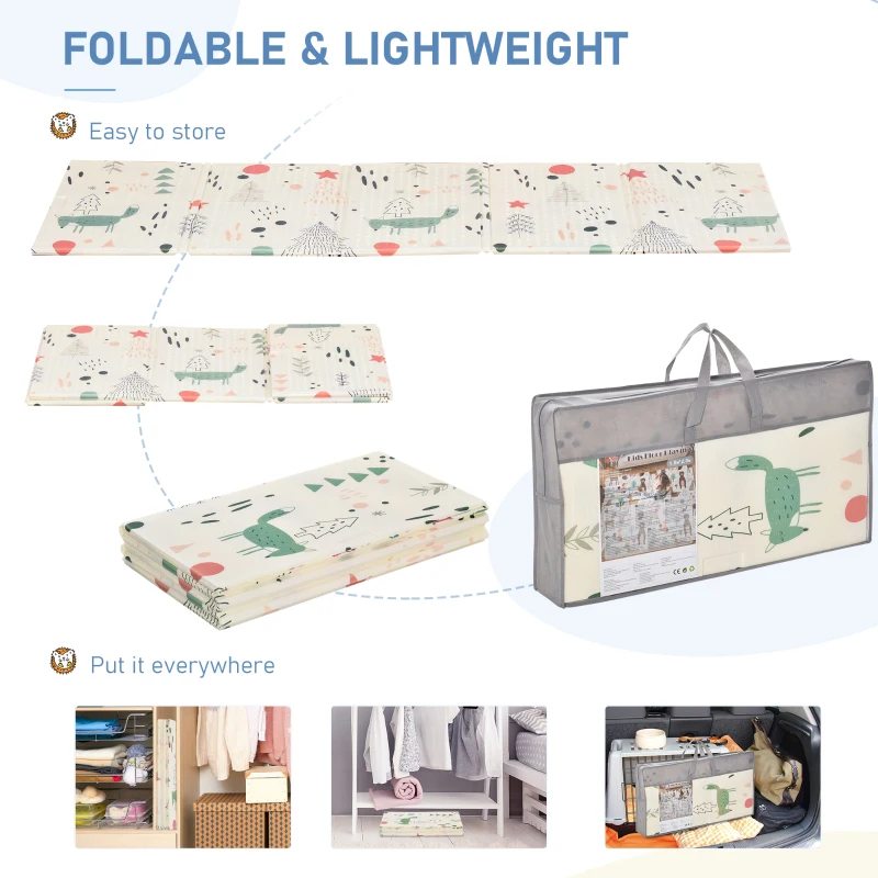 Qaba Foldable Baby Play Mat Educational Reversible XPE Floor Mat Heat-Insulating Crawling Toddler Foam Mat Portable Picnic Carpet Exercise Workout Mat for Indoor & Outdoor 79" x 59"