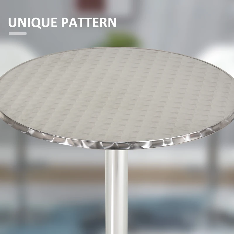 HOMCOM  Bar Table Aluminum Home Pub Indoor Outdoor Patio Use Adjustable Height Silver