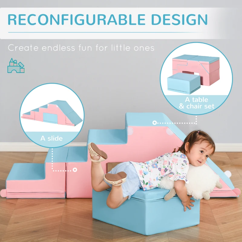 Qaba 2 Piece Foam Climbing Toys for Toddlers 1-3 Years to Slide, Climb and Crawl, Multicolor