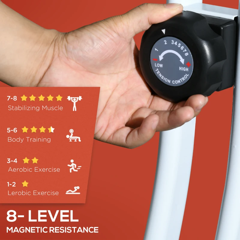 Soozier Foldable & Quiet Exercise Bike with 8-Level Magnetic Resistance, Pulse Sensor, Wheels and LCD Monitor, Red