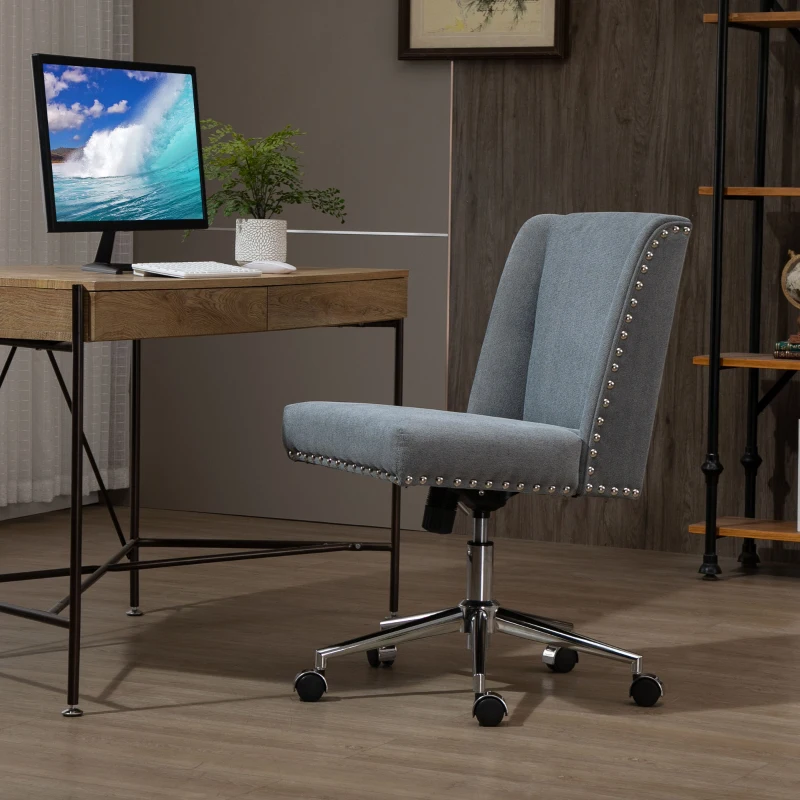 Vinsetto Mid Back Home Office Chair, Task Chair with Tilt, 360° Swivel, Padded Desk Chair with Adjustable Height, Grey