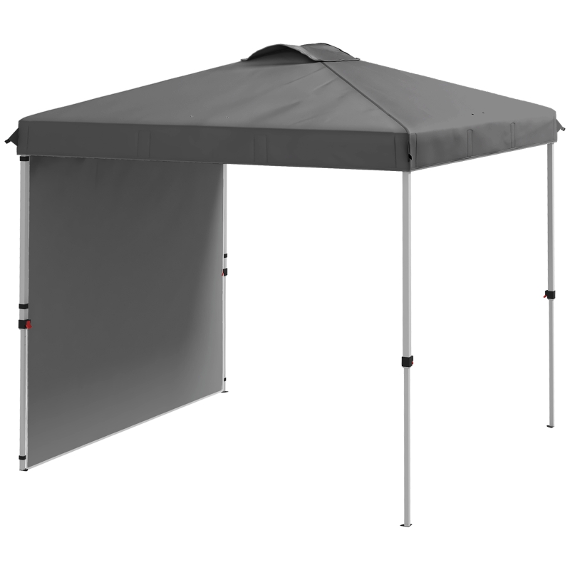 Outsunny 8 x 8 Pop Up Canopy with 1 Sidewall, Carry Bag and 4 Sand Bags, Height Adjustable Instant Sun Shelter, Dark Grey