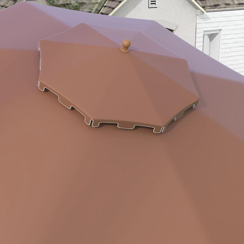 Outsunny 8.8' Patio Umbrella with Push Button Tilt and Crank, Brown