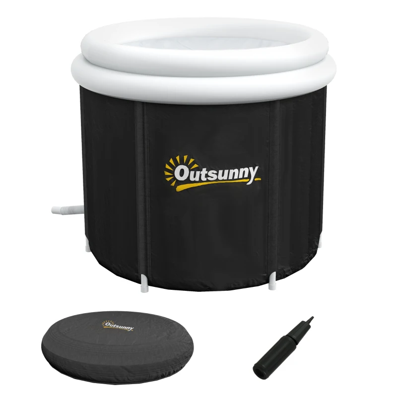 Outsunny Cold Plunge Tub, Portable Ice Bath Cold Water Therapy Tub with Thermo Lid, for Athletes Recovery, Black