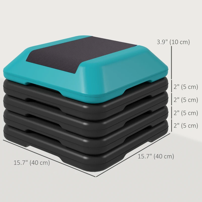 Soozier 5-Level Height Adjustable Stepper, Aerobic Exercise Step Platform, 4" 6" 8" 10" 12", Blue