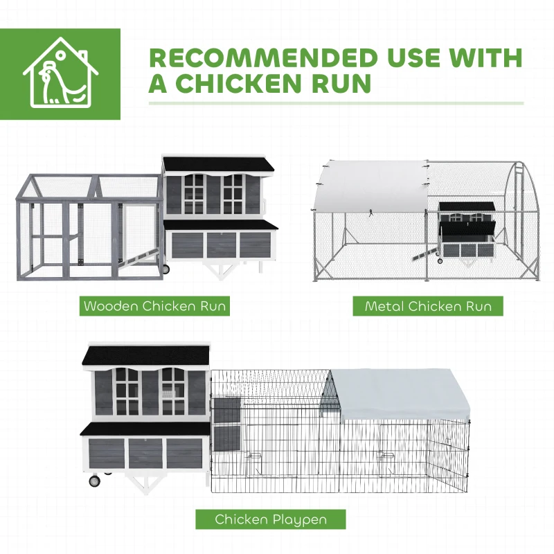 PawHut 43" Chicken Coop with Wheels, Chicken Tractor with Nesting Box, Windows, Pull-out Tray, Perches, for 2-4 Hens, Gray