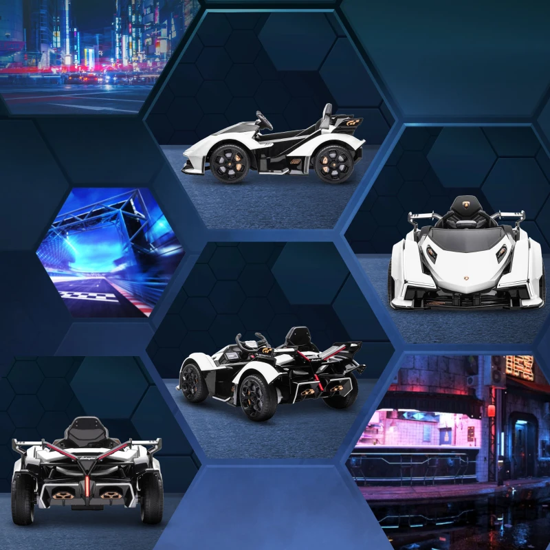 Aosom Kids Ride On Sports Car, 12V Battery Powered Electric Toy w/ Parent Remote Control, Horn, Music & LED Headlights Taillights for 3-6 Years Old White