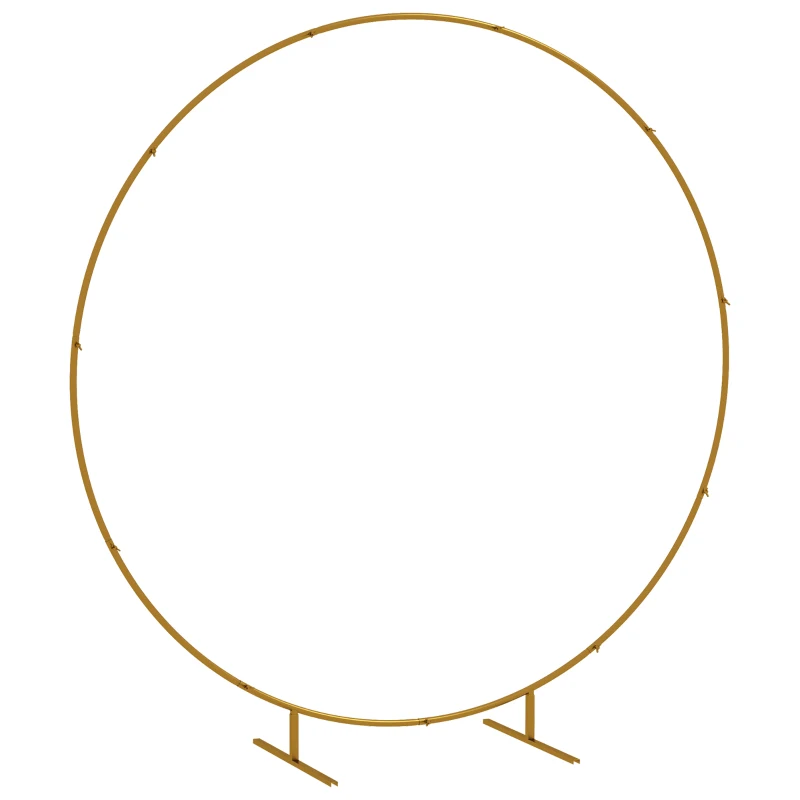 Outsunny 6.6FT Gold Backdrop Stand, Round Metal Wedding Arch for Birthday Party, Bridal Shower, Graduation, Ceremony