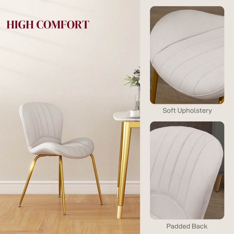 HOMCOM Dining Chairs Set of 4, Modern Accent Chair with Cushioned Backrest, Upholstery for Living Room, Cream White
