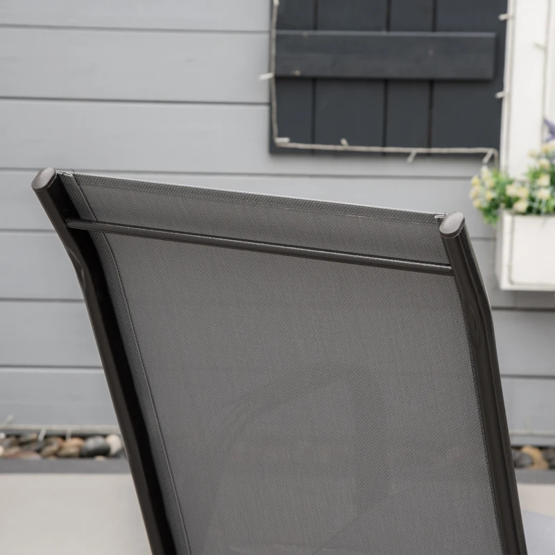 Outsunny Set of 4 Outdoor Dining Chairs, Heavy Duty Stackable Patio Dining Set with Armrests for Balcony Garden, Dark Grey