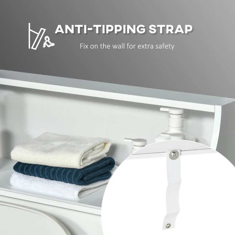 kleankin Over The Toilet Storage, Bathroom Organizer with Adjustable Inner Shelf, and Door Cabinet, White