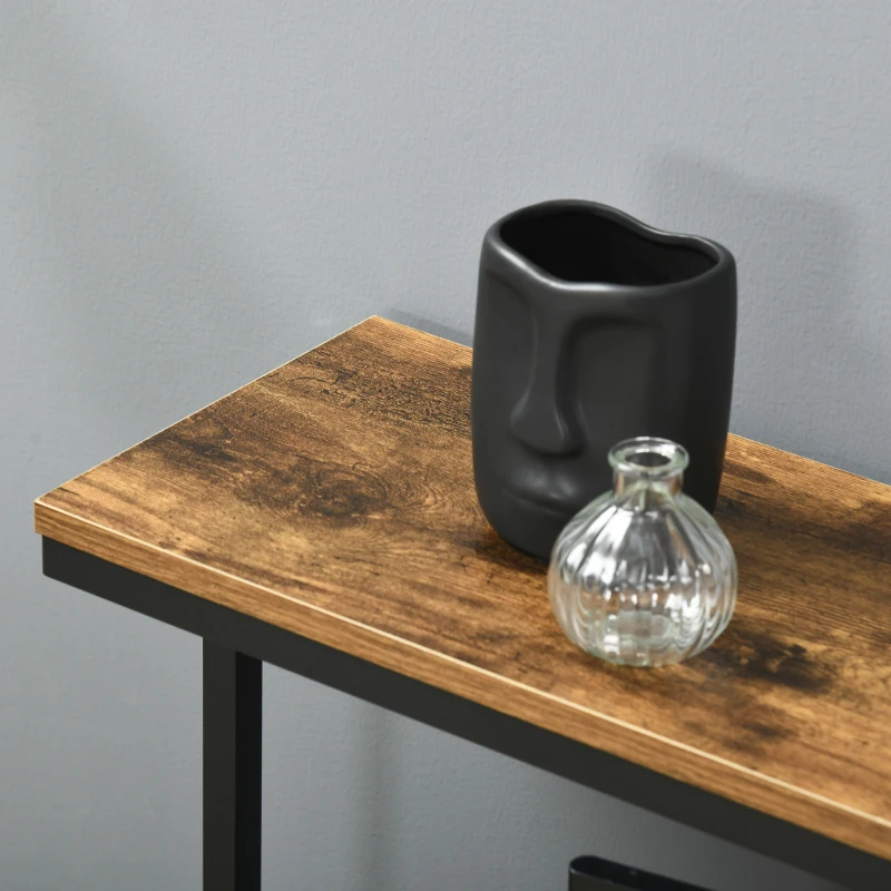 HOMCOM 59" Computer Desk with Storage Shelves, Study Writing Table for Home Office, Industrial Modern Workstation, Rustic Brown