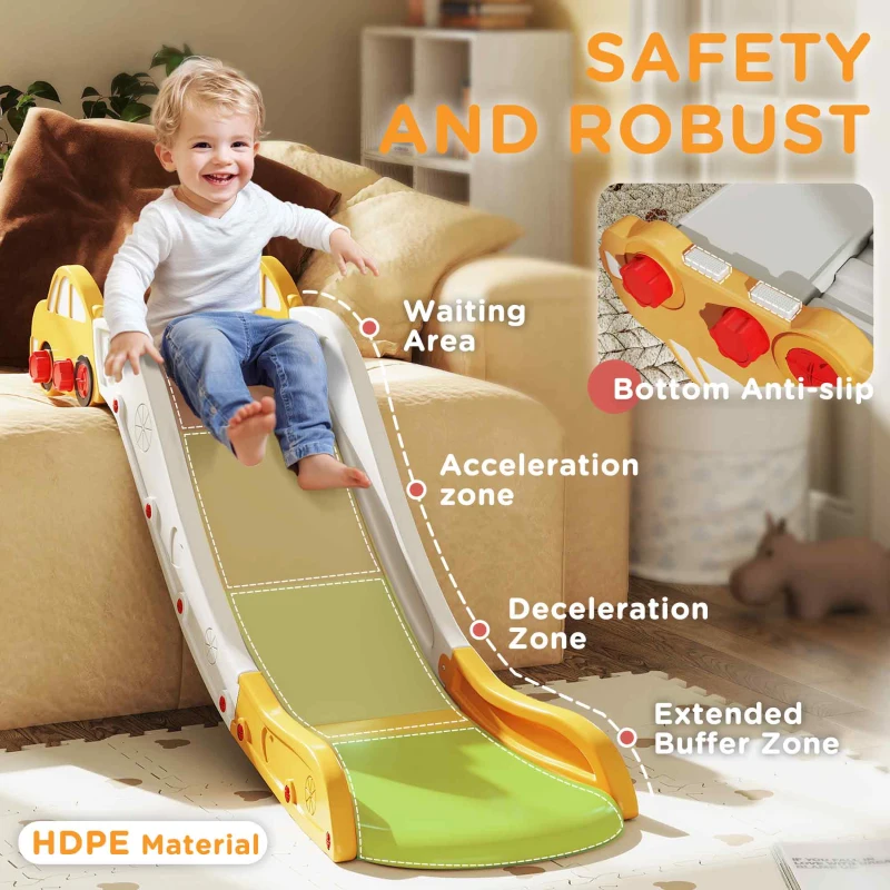 Qaba Extra Length Toddler Slide for Bed, Sofa, Easy to Assemble, Yellow