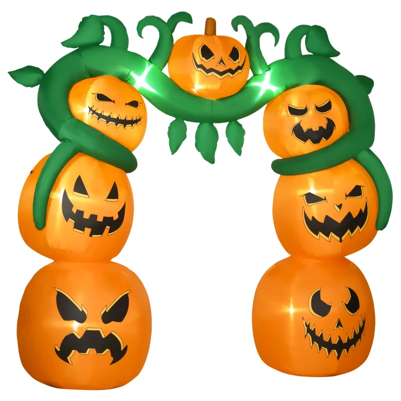 HOMCOM Giant 10FT Halloween Inflatables Pumpkin Archway, Outdoor Blow Up Yard Decoration with Build-in LED
