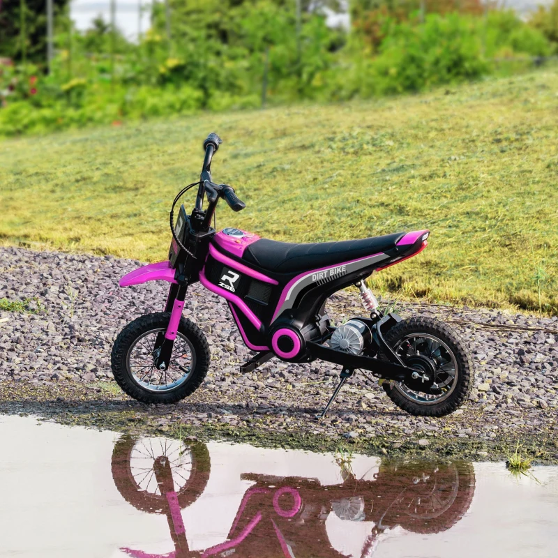 Aosom 24V 350W Electric Dirt Bike Up to 15 MPH w/ Twist Grip Throttle, Pink