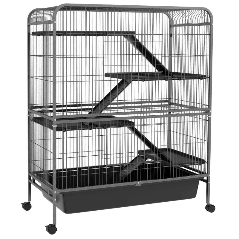 PawHut 53.5"H Small Animal Cage 5-Level Metal Ferret Cage for Rabbits