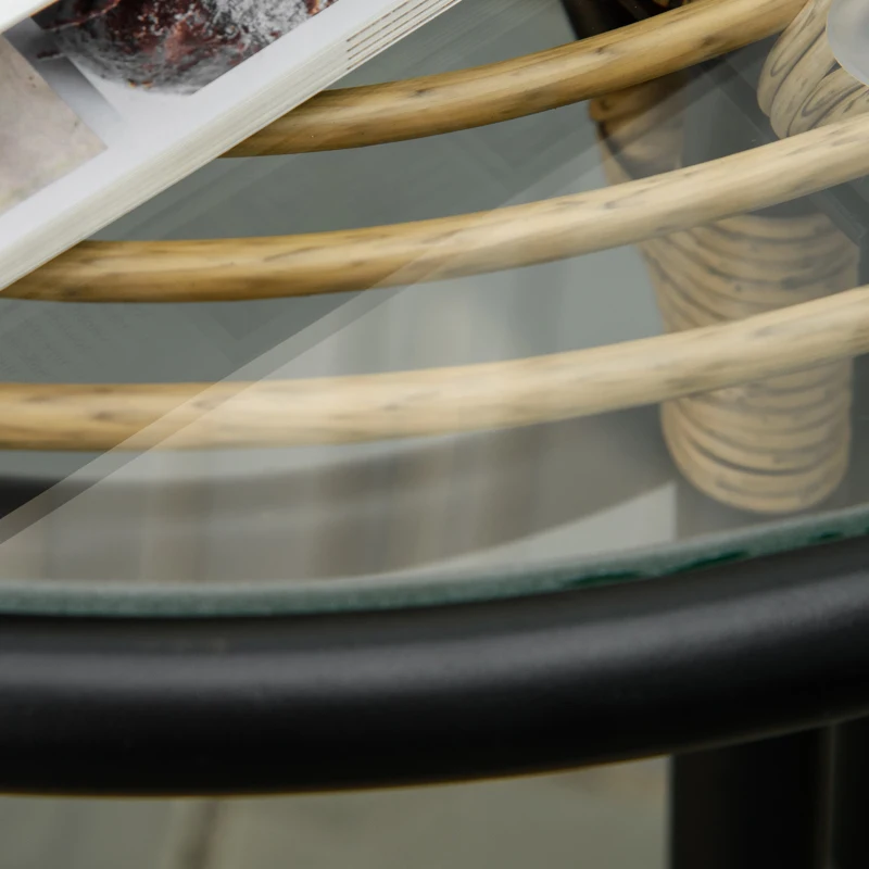 Outsunny 3 Piece Patio Set, Outdoor Bistro Furniture, PE Rattan Wicker Table and Chairs, Cushioned, Barrel Style, Cream White