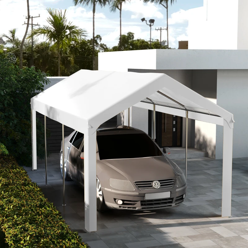 Outsunny 10 x 20ft Carport Roof, UV Resistant Canopy Replacement, Fits 84C-378V00 and 84C-206 Series, White