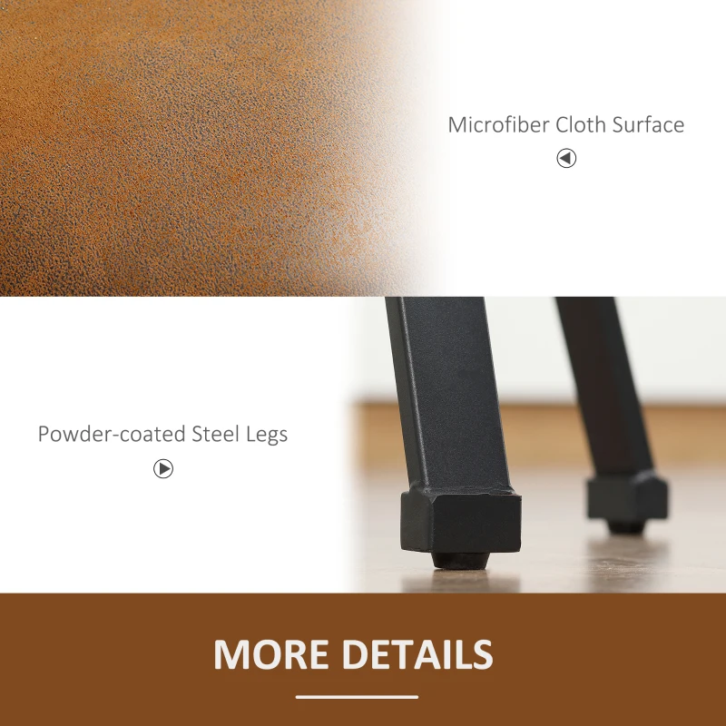 HOMCOM Bar Stools Set of 2, Vintage Swivel Barstools with Footrest, Microfiber Cloth Bar Chairs with Powder-coated Steel Legs for Kitchen and Dining Room, Brown