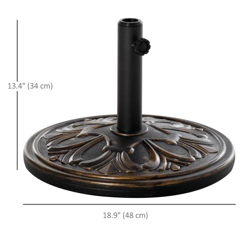 Outsunny 29 lb Heavy Duty Concrete Umbrella Base, 19" Round Parasol Holder for Outdoor, Garden, Backyard, Deck, Bronze