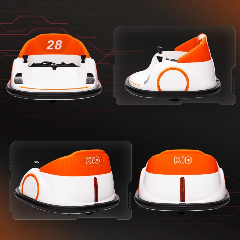 Qaba 12V Bumper Car for Toddlers, Ride On Car with 360 Degree Remote Control, Lights Music Horn, for 1.5-5 Years, Orange