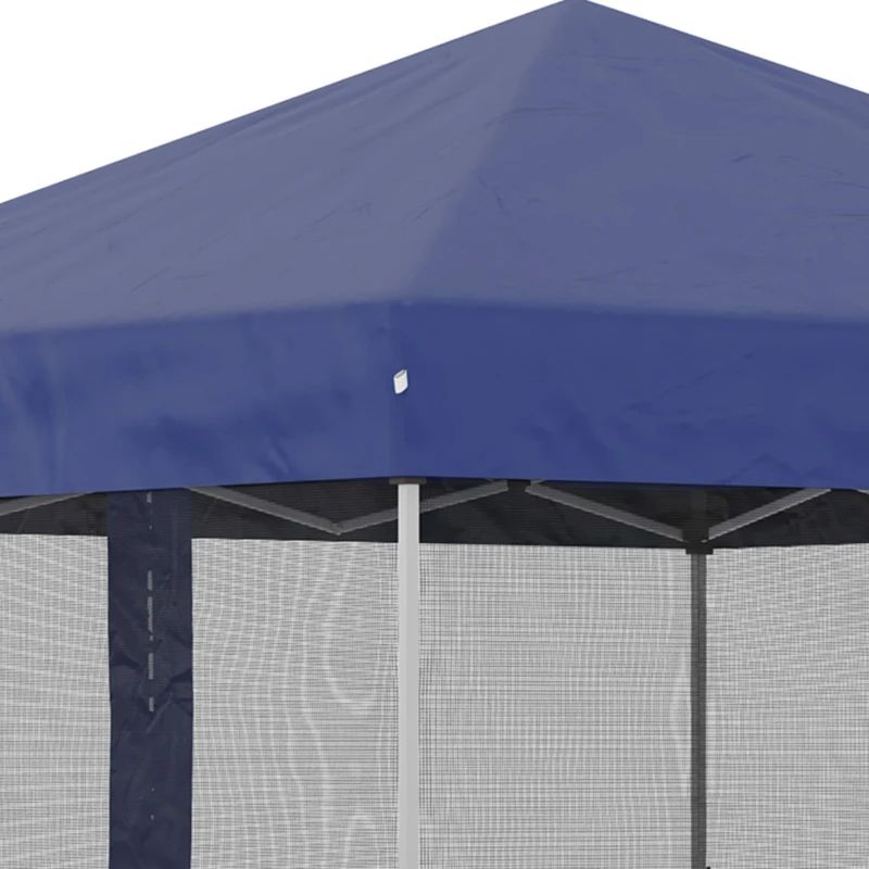 Outsunny 10' x 10' Pop-Up Party Tent Outdoor Canopy Tent with Mesh Sidewalls, 3-Level Adjustable Height, Roller Bag, Blue