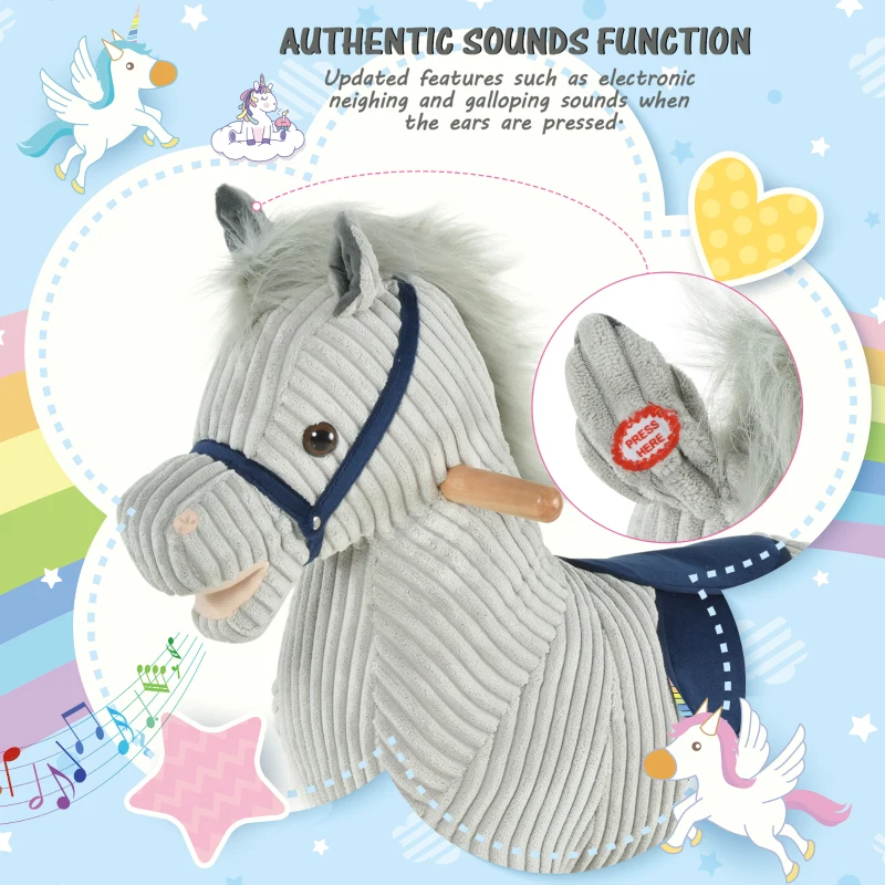 Qaba Kids Rocking Horse Plush Ride on Horse Toddle Rocker for 36-72 Months