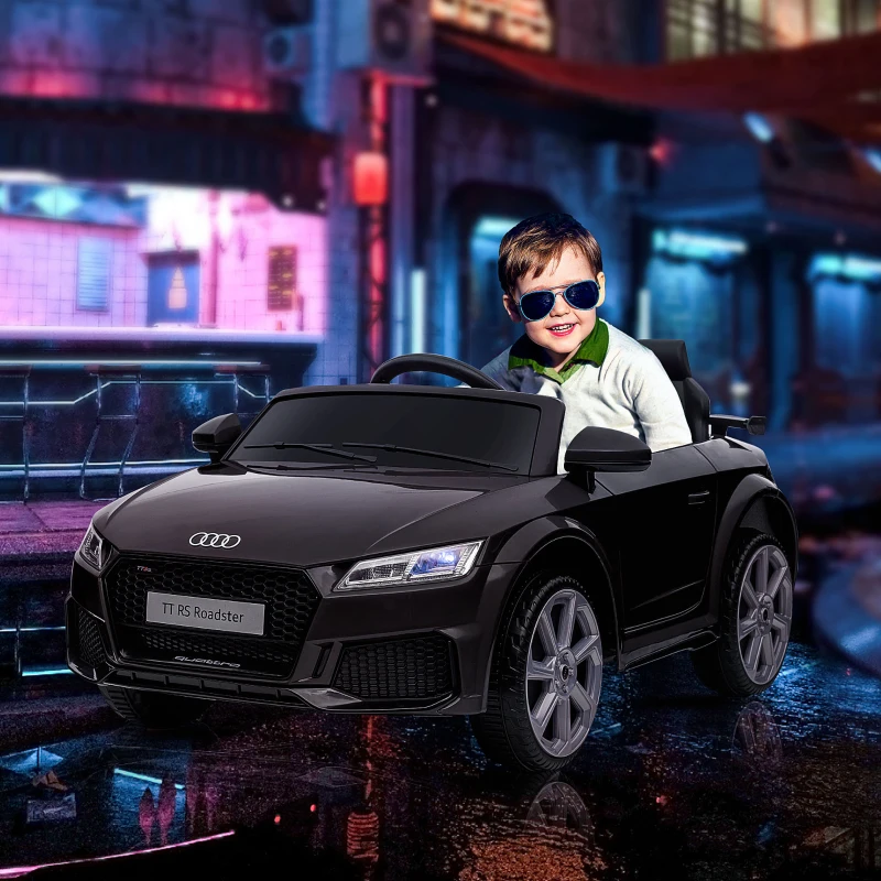 Aosom 6V Kids Electric Ride On Car, Licensed Audi TT RS with Suspension System and Remote Control, Horn, 5 Songs, Lights, MP3 Player - Black