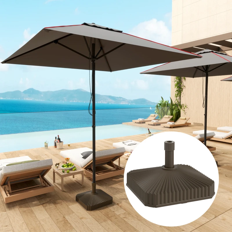 Outsunny Square Patio Umbrella Base Holder, Heavy Duty Outdoor Umbrella Stand Base, Filled Up to 42lbs with Stand or 33lbs with Water for Garden, Poolside, Brown