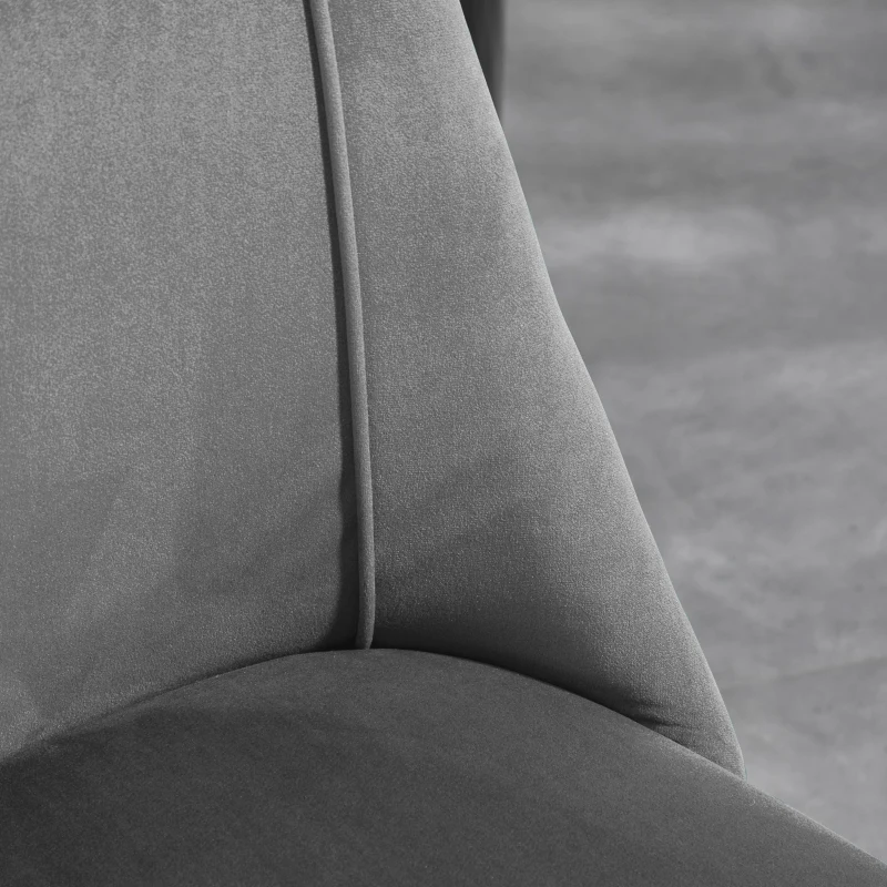 HOMCOM Upholstered Dining Chairs Set of 4, Velvet Accent Chair with Back and Wood-grain Steel Leg for Kitchen, Dark Grey