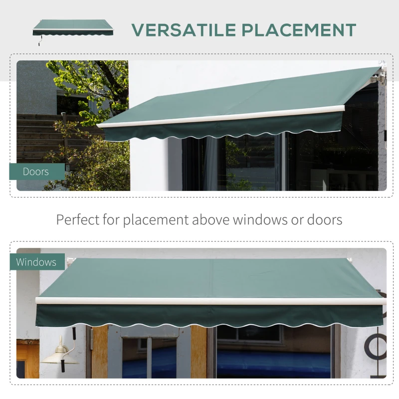 Outsunny 8' x 7' Patio Retractable Awning/Manual Exterior Sun Shade Deck Window Cover, Green
