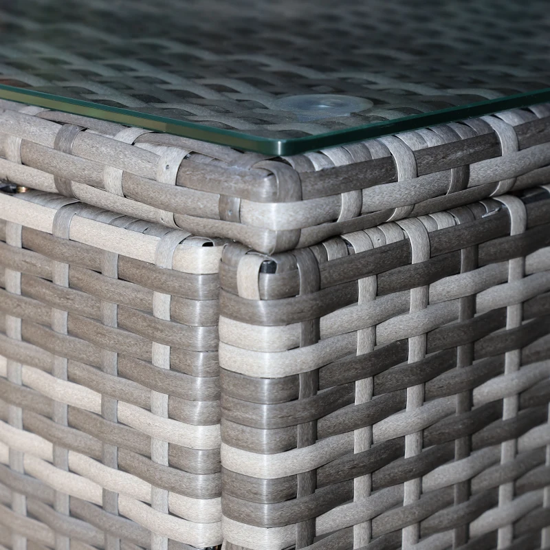 Outsunny 3 Pieces Wicker Patio Furniture Set, Rattan Bistro Set with Coffee Table and Cushions, Outdoor Conversation Set for Garden, Porch, Balcony, Blue