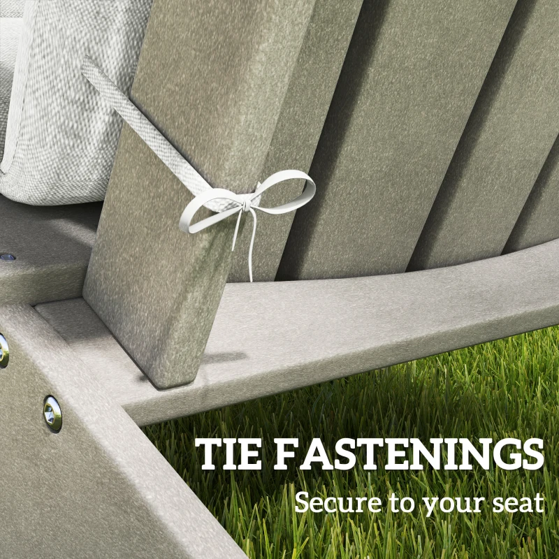 Outsunny Set of 2 Patio Chair Cushions, High Back Adirondack Chair Cushion with Ties, High-Density Foam, Light Grey