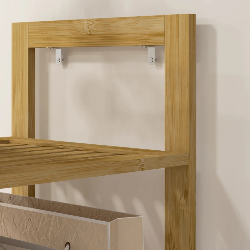 HOMCOM 66" x 14" Standing Mirror with 6-Tier Shelf, Floor Mirror Full Body Mirror for Bathroom, Living Room, Nature Wood