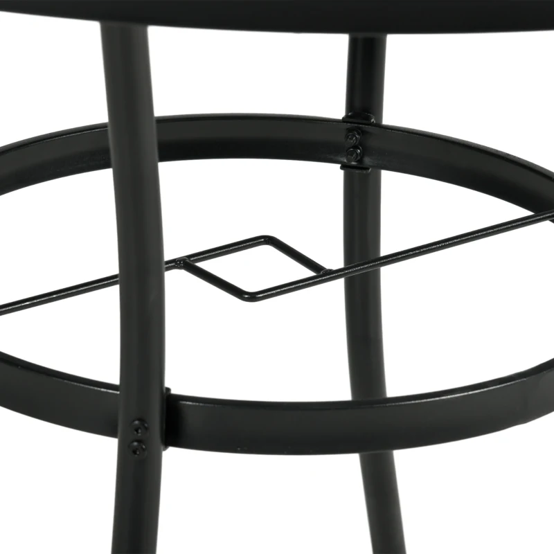 Outsunny 42" Round Outdoor Dining Table for 4 Persons, Metal Patio Dining Table with Umbrella Hole for Backyard, Lawn, Balcony