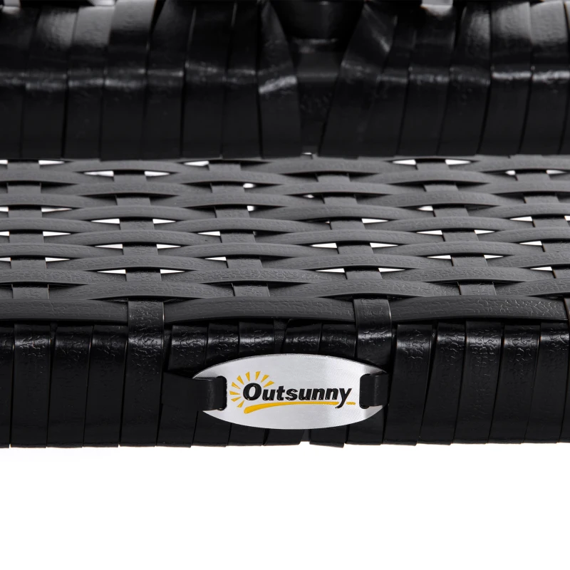 Outsunny 2 Seater Wicker Outdoor Glider Bench, Patio Swing Garden Bench, Garden Loveseat Rocking Chair, w/ Extra Wide Seat, Curved Backrest for Backyard, Poolside, Lawn, Black