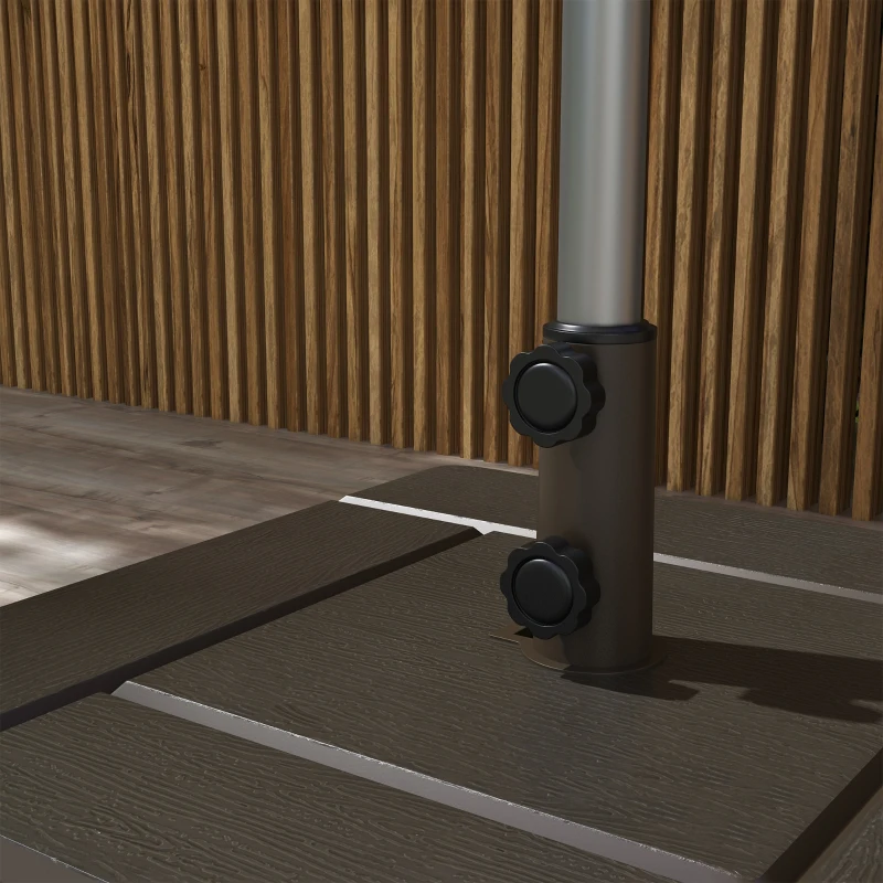 Outsunny 3-in-1 Outdoor Umbrella Base with Wheels and Handles, End Table, Flower Box Planter with Hole, 175 lbs. Capacity, Brown