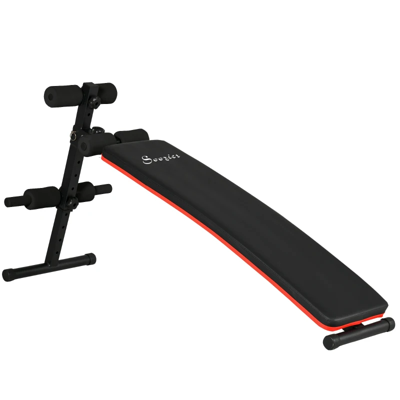 Soozier Sit Up Bench Core Workout Adjustable Thigh Support Foldable For Home Gym Exercise Black