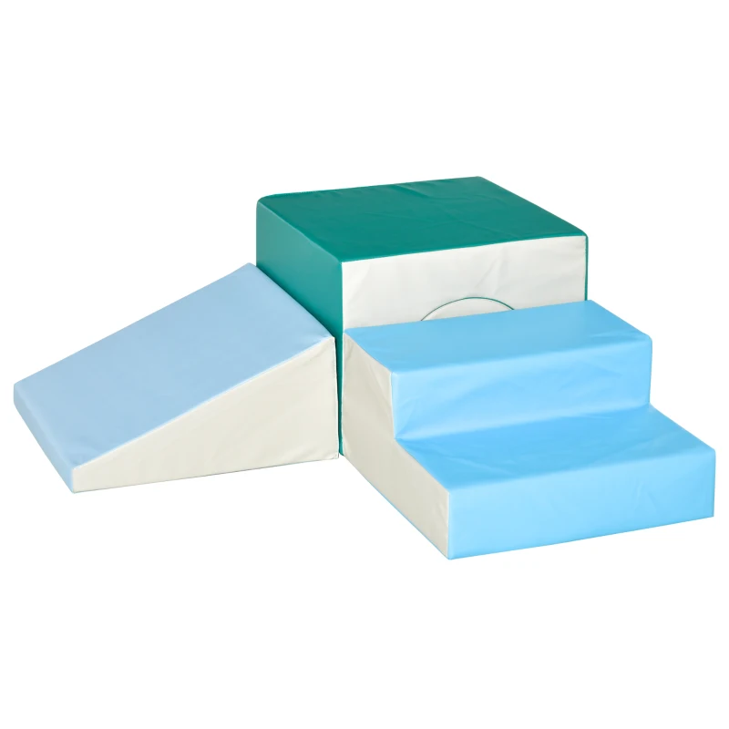 Qaba Foam Climbing Blocks for Toddlers, Kids Modular Play Set for Baby Children, Soft Play Equipment for Crawling Sliding, Easy-to-clean Safe DIY Creative, Multicolor