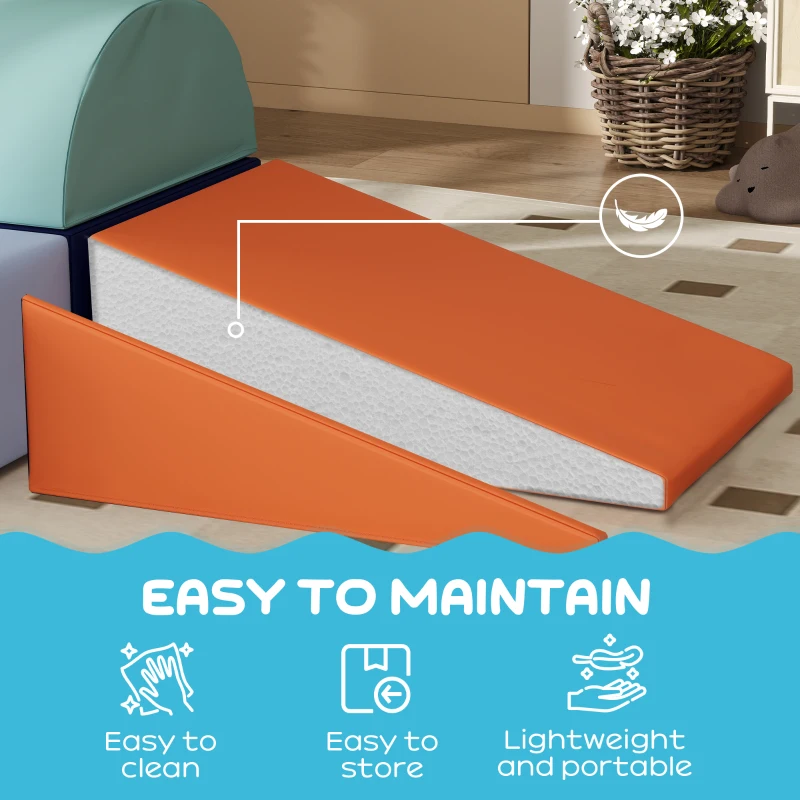 Qaba 6 Piece Soft Play Equipment for Kids 6-72 Months, Orange and Blue