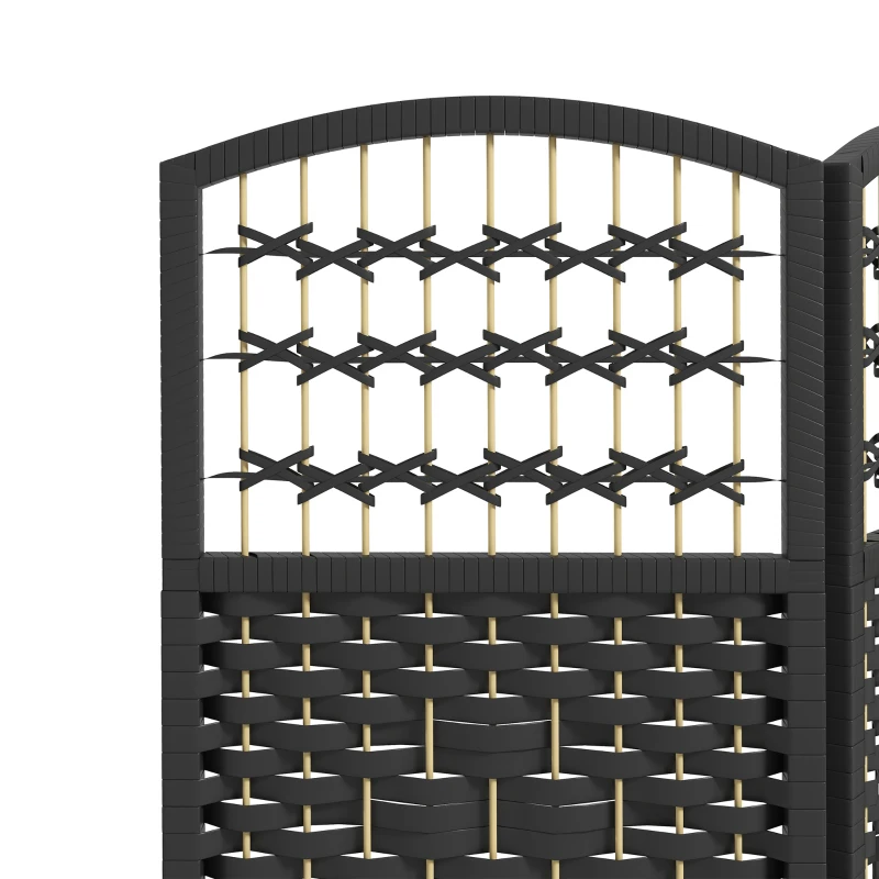 HOMCOM 3 Panel Folding Room Divider Portable Privacy Screen Wave Fiber Room Partition for Home Office Black