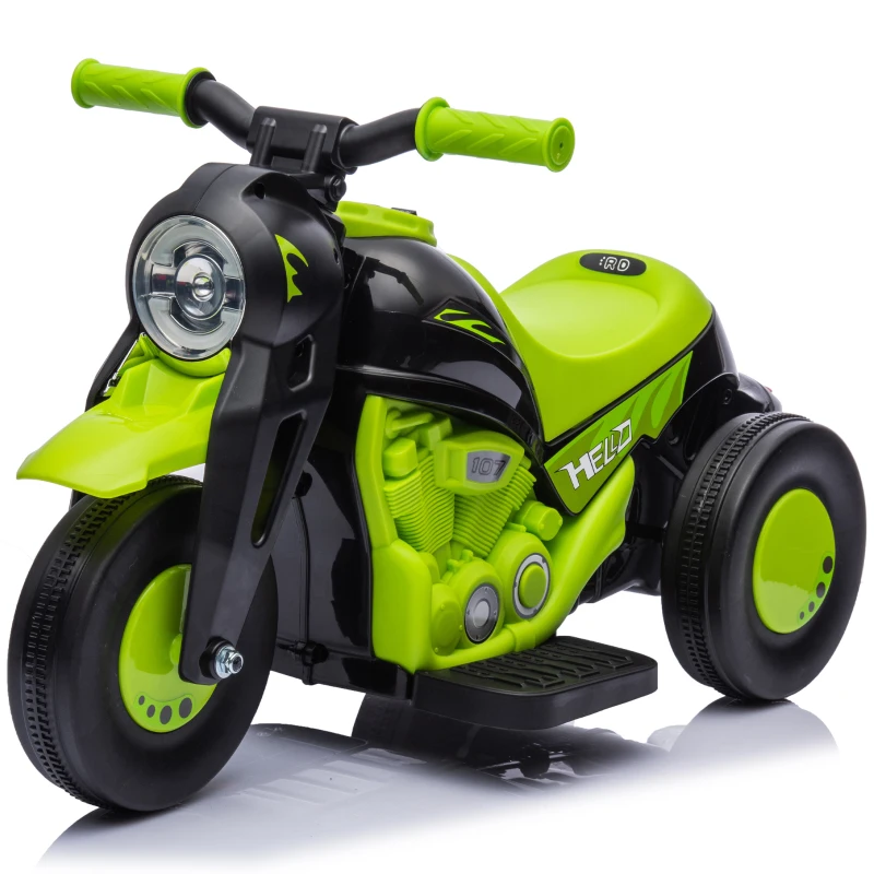 Qaba Electric Motorcycle for Kids, 6V Ride on Bubble Car with LED Headlight, Music, Pedal, for 2-5 Years Green