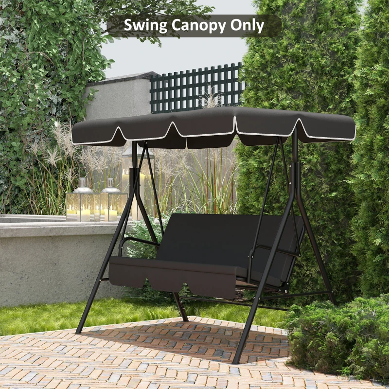 Outsunny 2/3 Seater Swing Canopy Replacement, Outdoor Swing Seat Top Cover, UV50+ Sun Shade (Canopy Only), Black