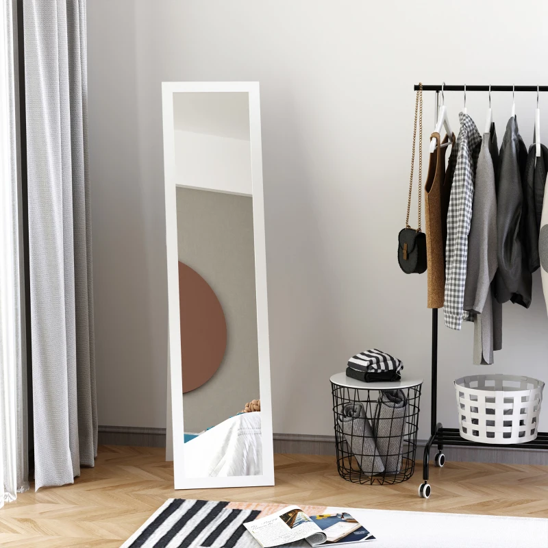 HOMCOM White Full Length Mirror, Freestanding or Wall Mounted for Bedroom, Living Room, Bathroom