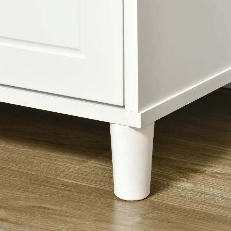 HOMCOM Hall Tree with Storage Bench, Entryway Bench with Coat Rack, Accent Coat Tree with Storage Shelves, Cabinet and Drawers for Hallway, Mudroom, White