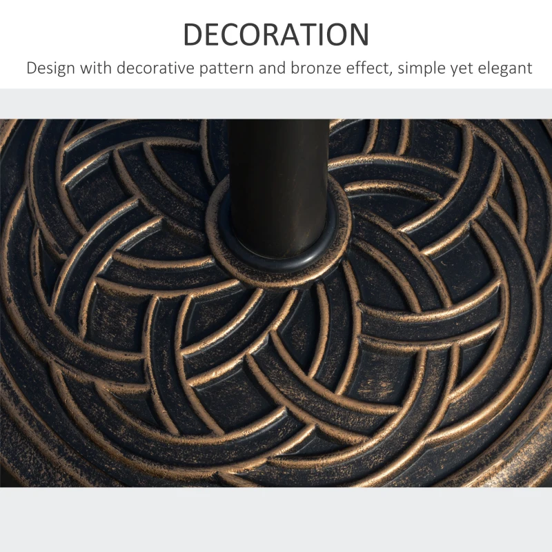 Outsunny 25 lb Heavy Duty Patio Umbrella Base, Round Market Umbrella Stand for Outdoor, Deck, Backyard, Garden, Bronze