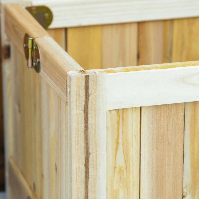 Outsunny Foldable Elevated Planter Box, Wooden Raised Garden Bed for Backyard, Patio to Grow Vegetables, Herbs, Flowers, Natural